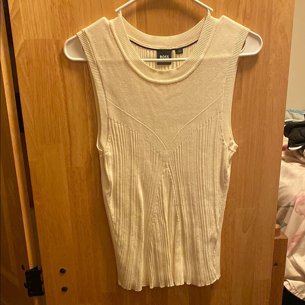 BOSS Women's Cream Sleeveless Top